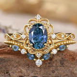 Sada prstenů Azelia Sapphire Crown | Zlatá