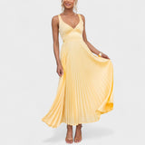 Abia - Yellow Long Pleated Dress
