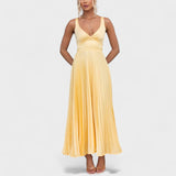 Abia - Yellow Long Pleated Dress