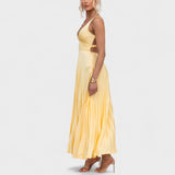 Abia - Yellow Long Pleated Dress