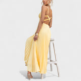Abia - Yellow Long Pleated Dress